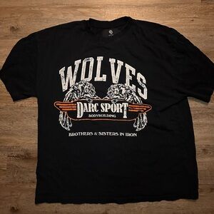 Darc Sport Black and White Wolves Biker Style Graphic Tee